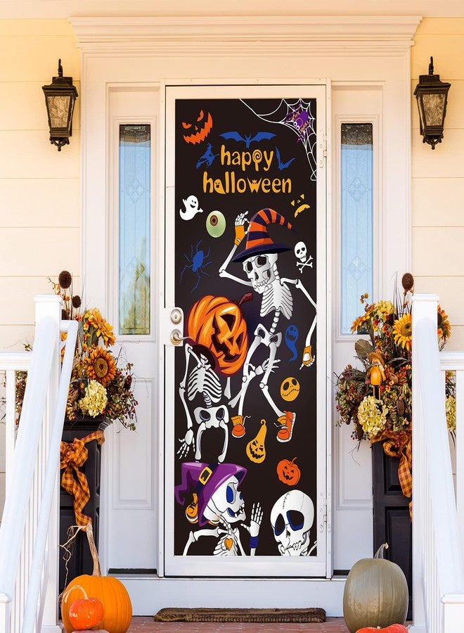 Breling 6 x 2.5 ft Halloween Door Decoration Cover, Large Fabric Party Decoration Sign for Front Door Halloween Party Supplies Indoor Outdoor(Happy Style) - Image 2